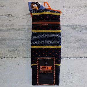 MEN'S STEVEN LAND FANCY DRESS SOCKS Black w/Orange